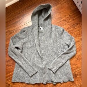 Vineyard Vines XL Gray Lambswool & Alpaca Open Knit Cardigan Hooded Sweater